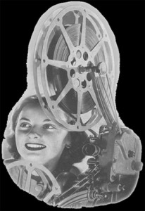 Image of film reel with movie enthusiast